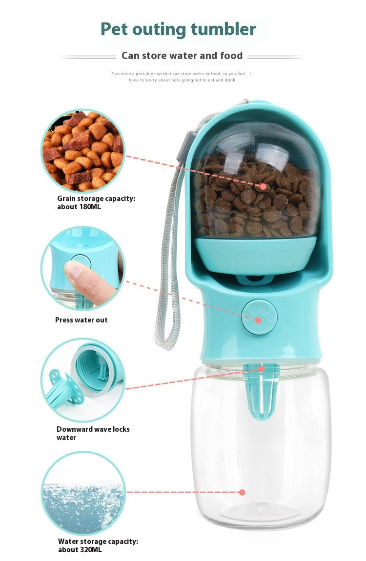 All-in-One Dog Water Bottle with Built-In Snack Storage