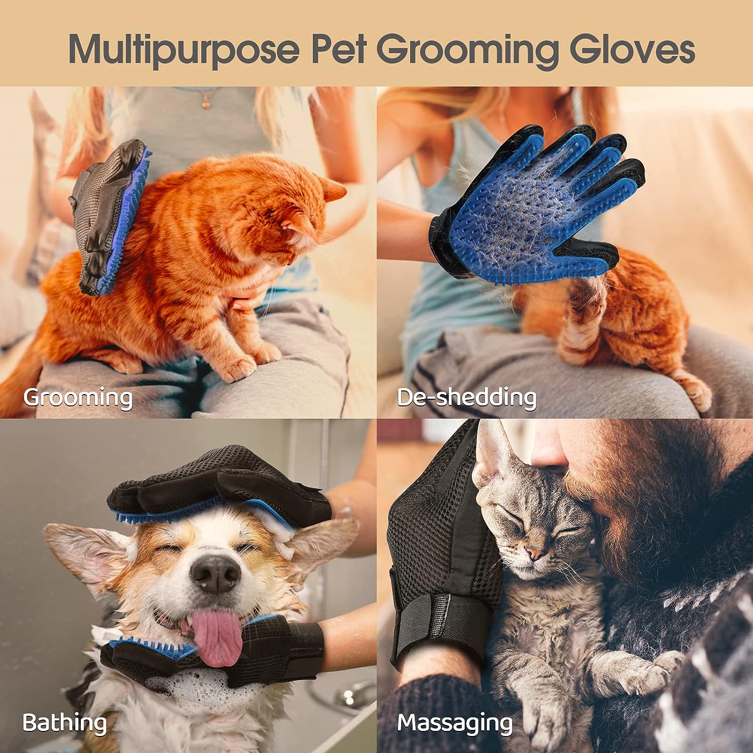 Pet Grooming Gloves for Easy Cleaning